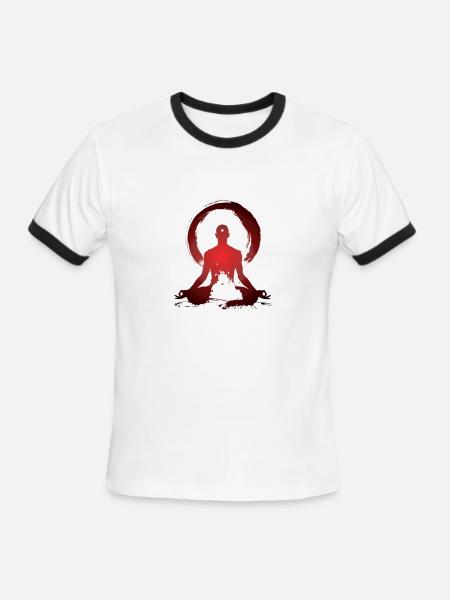 Yogi - Padmasana - Men's Ringer T-Shirt - white/black