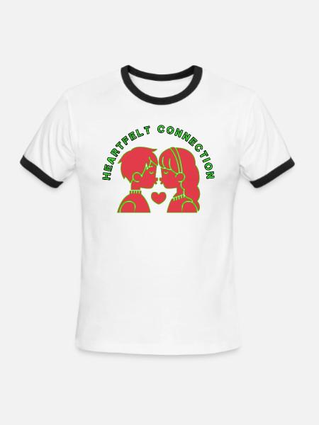 Heartfelt connection logo - Men's Ringer T-Shirt - white/black