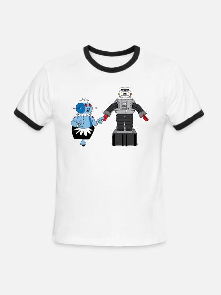 Rosie and Lost in Space Robot - Men's Ringer T-Shirt - white/black