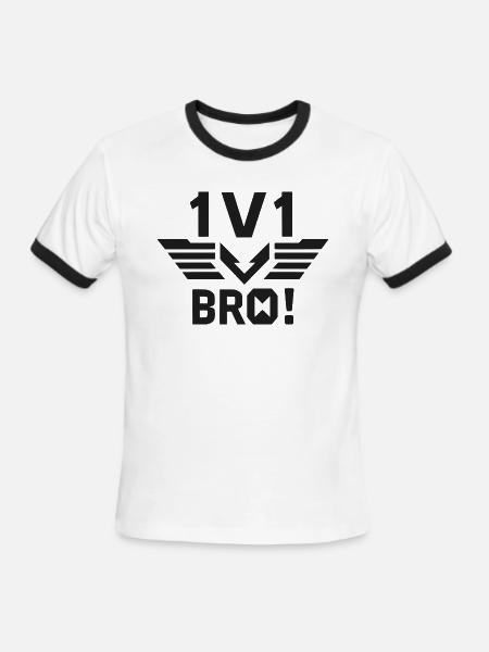 1v1 Bro - Men's Ringer T-Shirt - white/black