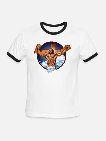 Come at me bro jesus - Men's Ringer T-Shirt - white/black