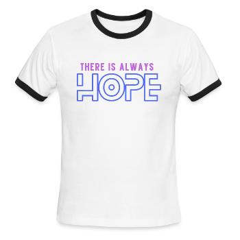 Dark Blue White Typography Hope T shirt - Men's Ringer T-Shirt - white/black - Front - Jackson (183cm)