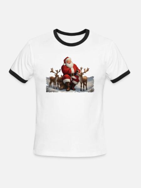 Santa - Men's Ringer T-Shirt - white/black