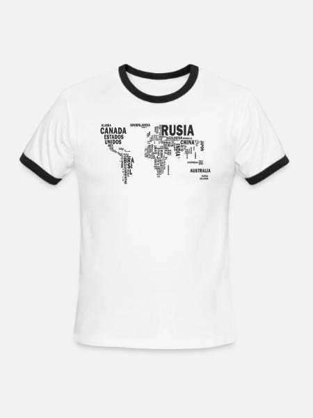 World map - Men's Ringer T-Shirt - white/black