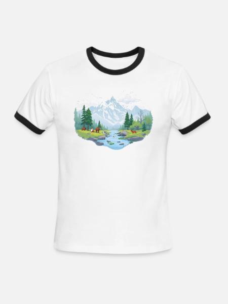 Wildlife in National Park - Men's Ringer T-Shirt - white/black