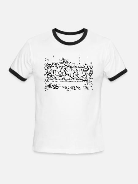 Graffiti street digital silhouette - Men's Ringer T-Shirt - white/black