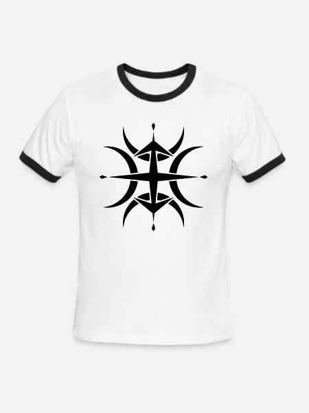 Tribal Compass Crop Circle - Men's Ringer T-Shirt - white/black