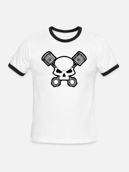 Skull and Pistons - Men's Ringer T-Shirt - white/black