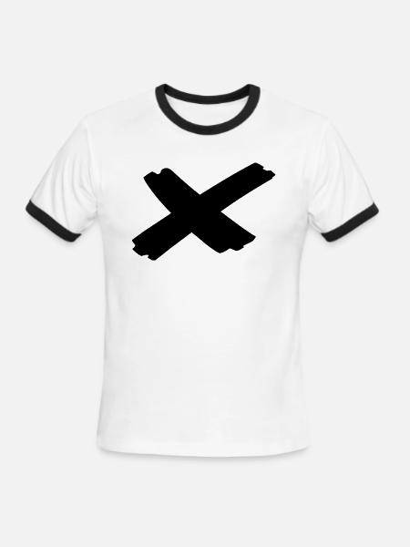 X black - Men's Ringer T-Shirt - white/black