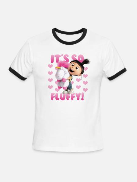 Minions Agnes It's So Fluffy Pink With Her Unicorn - Men's Ringer T-Shirt - white/black