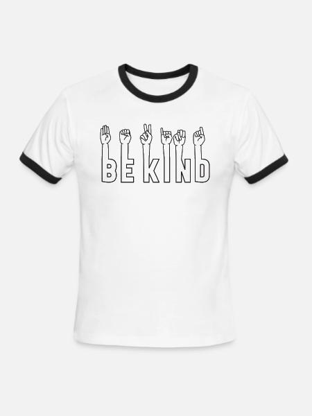 Bekind - Men's Ringer T-Shirt - white/black