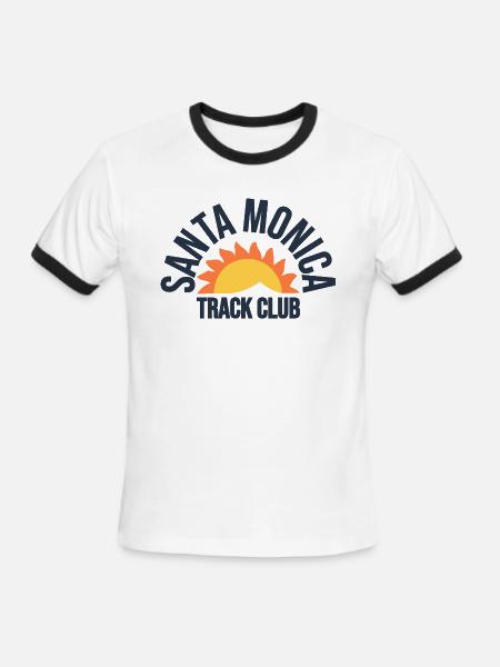 Santa Monica Track Club - Men's Ringer T-Shirt - white/black
