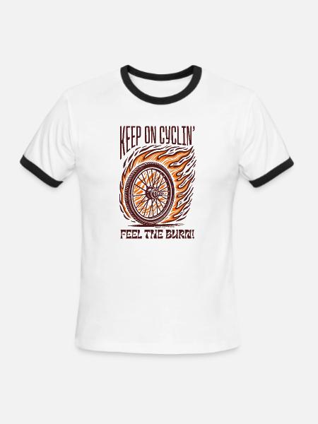 Keep on Cyclin' - Feel the Burn - Men's Ringer T-Shirt - white/black
