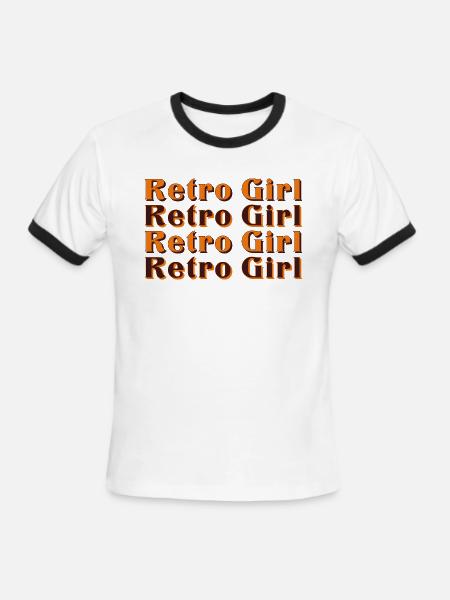 Retro Girl Typography - Men's Ringer T-Shirt - white/black