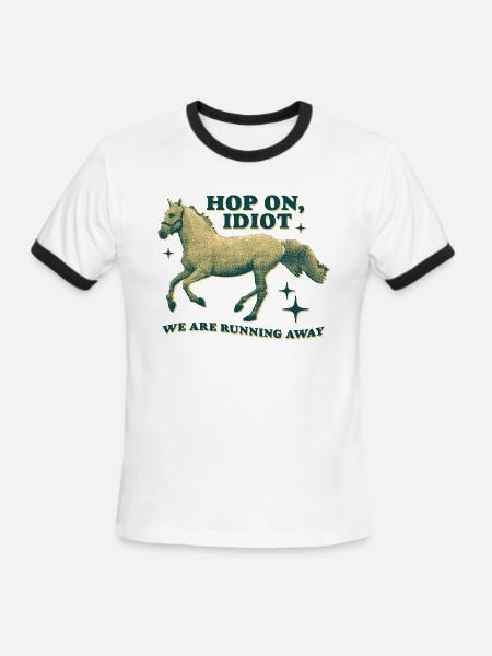 Hop On, Idiot - Men's Ringer T-Shirt - white/black
