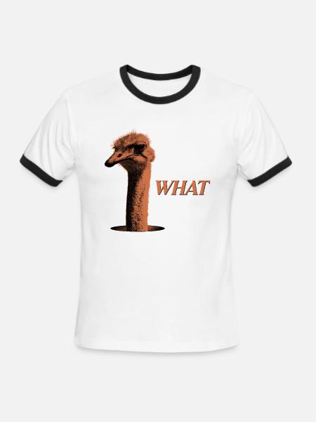 Confused Ostrich "WHAT" - Men's Ringer T-Shirt - white/black