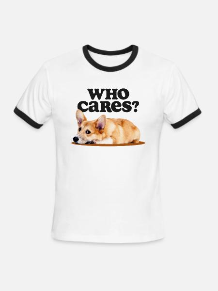 Who Cares? - Lazy Corgi Mood - Men's Ringer T-Shirt - white/black