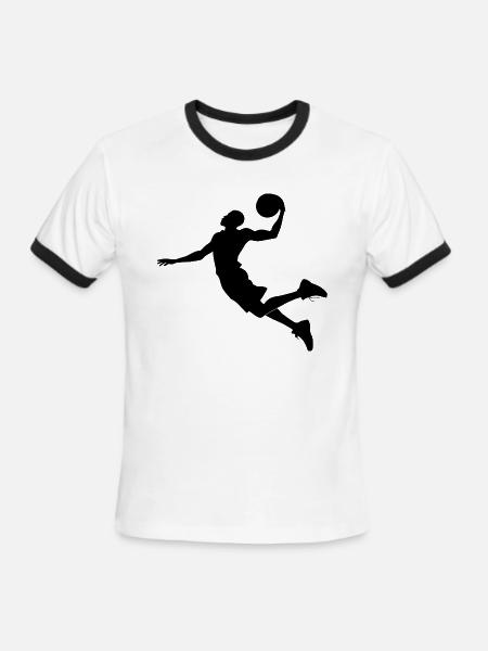 Mid-Air Basketball Player Silhouette - Men's Ringer T-Shirt - white/black