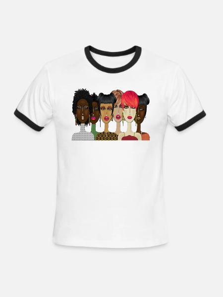 "United – Bold & Beautiful Women Art" - Men's Ringer T-Shirt - white/black