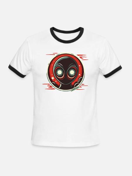 Cosmic Alien Face Illustration - Men's Ringer T-Shirt - white/black