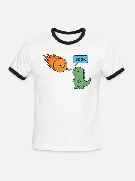 Meteor Buddy and Dino Boop - Men's Ringer T-Shirt - white/black