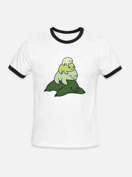 Pastel Stack Frog - Men's Ringer T-Shirt - white/black