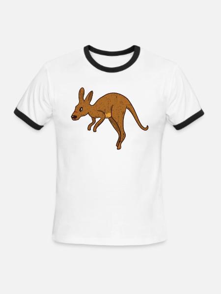 Rustic Kangaroo Jump - Men's Ringer T-Shirt - white/black