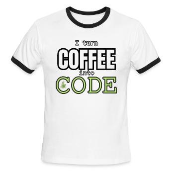 I Turn Coffee Into Code - Men's Ringer T-Shirt - white/black - Front - Jackson (183cm)