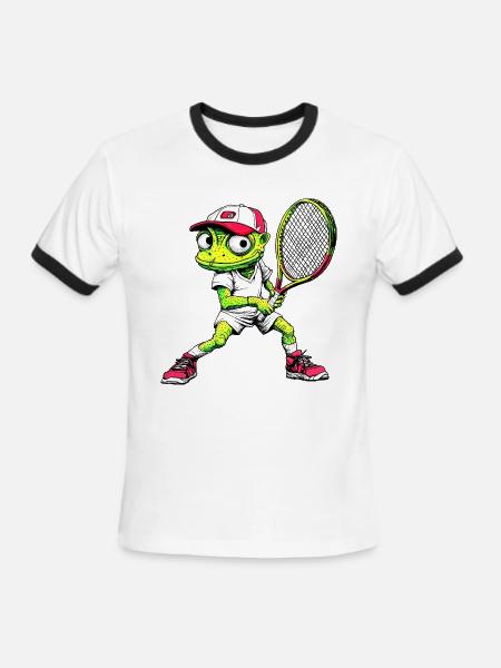 Tennis Chameleons - Men's Ringer T-Shirt - white/black