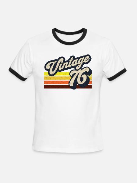 Vintage 76 Retro Sunset Stripes 1976 50th BDay - Men's Ringer T-Shirt - white/black