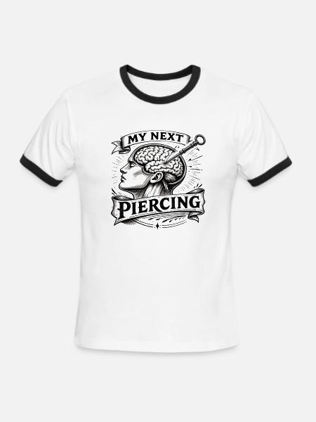 My Next Piercing Brain - Men's Ringer T-Shirt - white/black