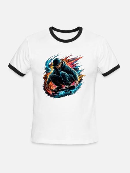 Neon Splash Skate Rider - Men's Ringer T-Shirt - white/black