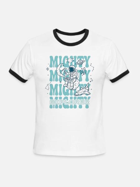 Moonlit Explorer Astronaut - Men's Ringer T-Shirt - white/black