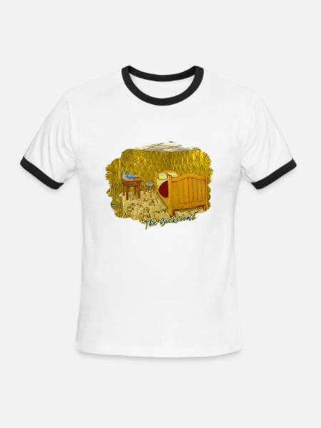 Backrooms Van Gogh Bedroom in Arles Art Crossover - Men's Ringer T-Shirt - white/black