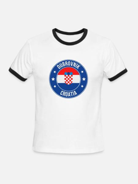 Dubrovnik Crest Round Flag Tee - Men's Ringer T-Shirt - white/black
