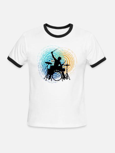 Drummer Retro Drummer Drums Drums - Men's Ringer T-Shirt - white/black