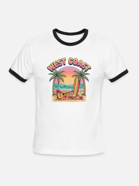West-Coast-Surf-Vibe-Retro-California-Beach-Sun - Men's Ringer T-Shirt - white/black