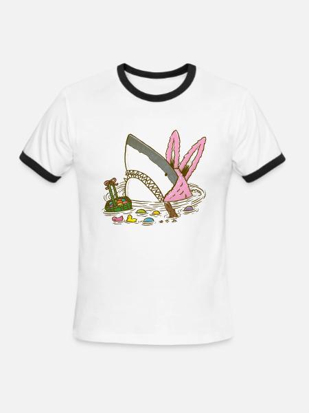 The Easter Shark, Funny Easter,Cute Bunny In Shark - Men's Ringer T-Shirt - white/black