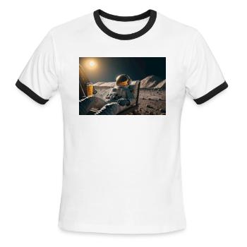 Astronaut drinking beer on the moon - Men's Ringer T-Shirt - white/black - Front - Jackson (183cm)