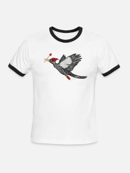 Still Life With Woodpecker - Men's Ringer T-Shirt - white/black
