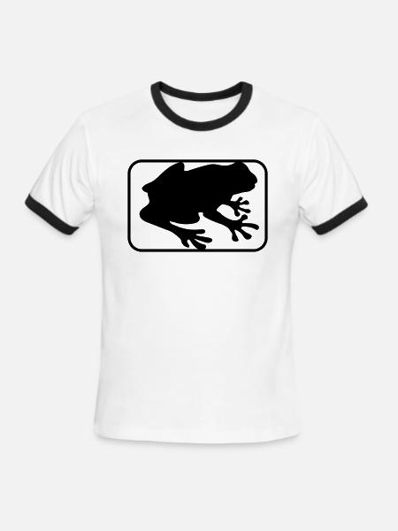 frog contour button toad silhouette outline outlin - Men's Ringer T-Shirt - white/black