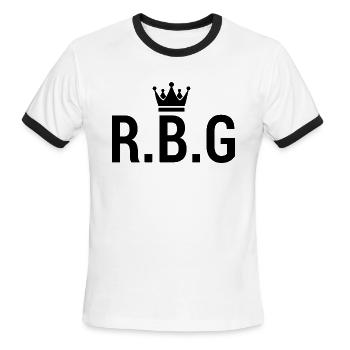 Protestation du féminisme, Reine Ruth Bader Ginsburg - T-shirt à bandes contrastées pour hommes   - blanc/noir - Devant - Jackson (183cm)