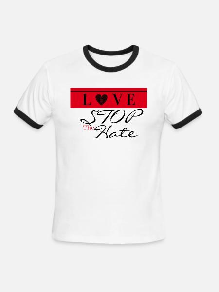Love Stop The Hate - Men's Ringer T-Shirt - white/black