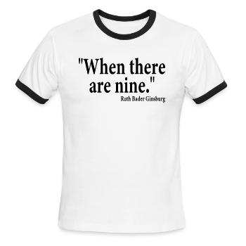 Ruth Bader Ginsburg - Quand il y a neuf - T-shirt à bandes contrastées pour hommes   - blanc/noir - Devant - Jackson (183cm)