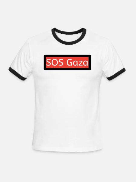 SOS Gaza - Men's Ringer T-Shirt - white/black