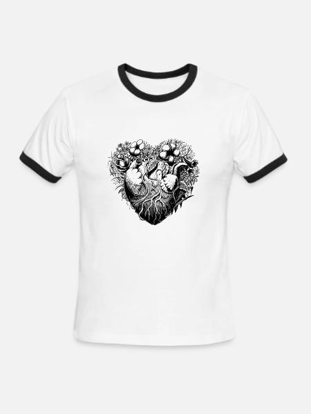 Vintage foliage botanical - Men's Ringer T-Shirt - white/black