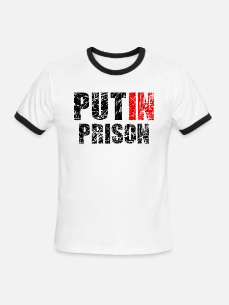 Put putin in prison - Men's Ringer T-Shirt - white/black