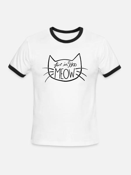 Live In The Meow - Men's Ringer T-Shirt - white/black