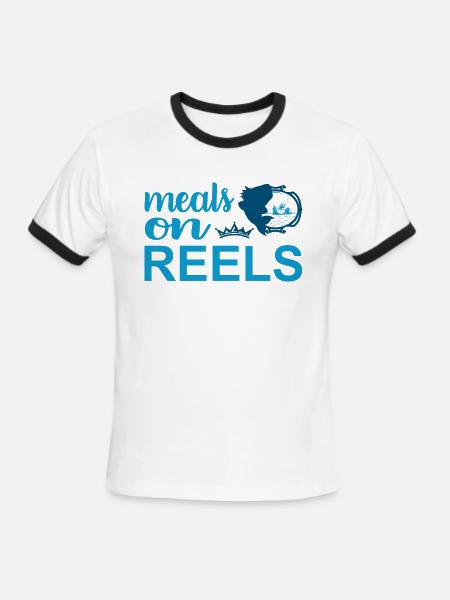 Meals on REELS - Men's Ringer T-Shirt - white/black