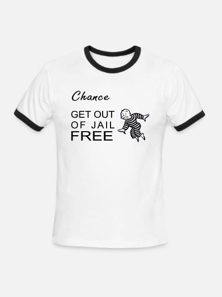 GET OUT OF JAIL CARD - Men's Ringer T-Shirt - white/black